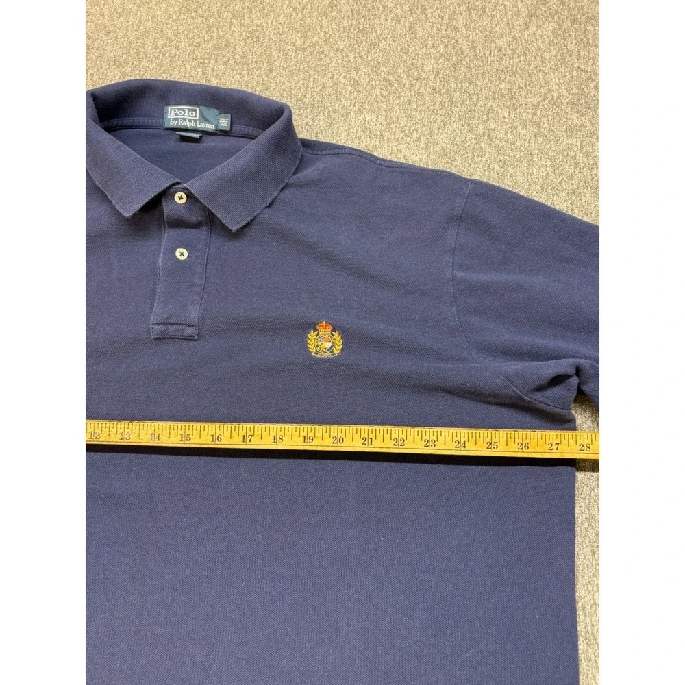 Polo Ralph Lauren Mens 2XLT‎ Tall Navy Blue Crest Logo Pique Cotton Polo Shirt